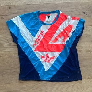 Adidas Kids Tri-Color Graphic Tee - Blue, Red, and White  L